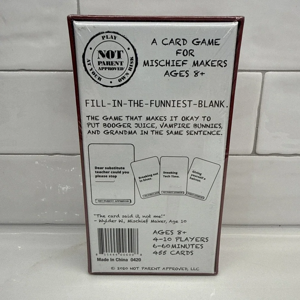 Not Parent Approved: Card Game for Kids Families and Mischief Makers Ships Fast!
